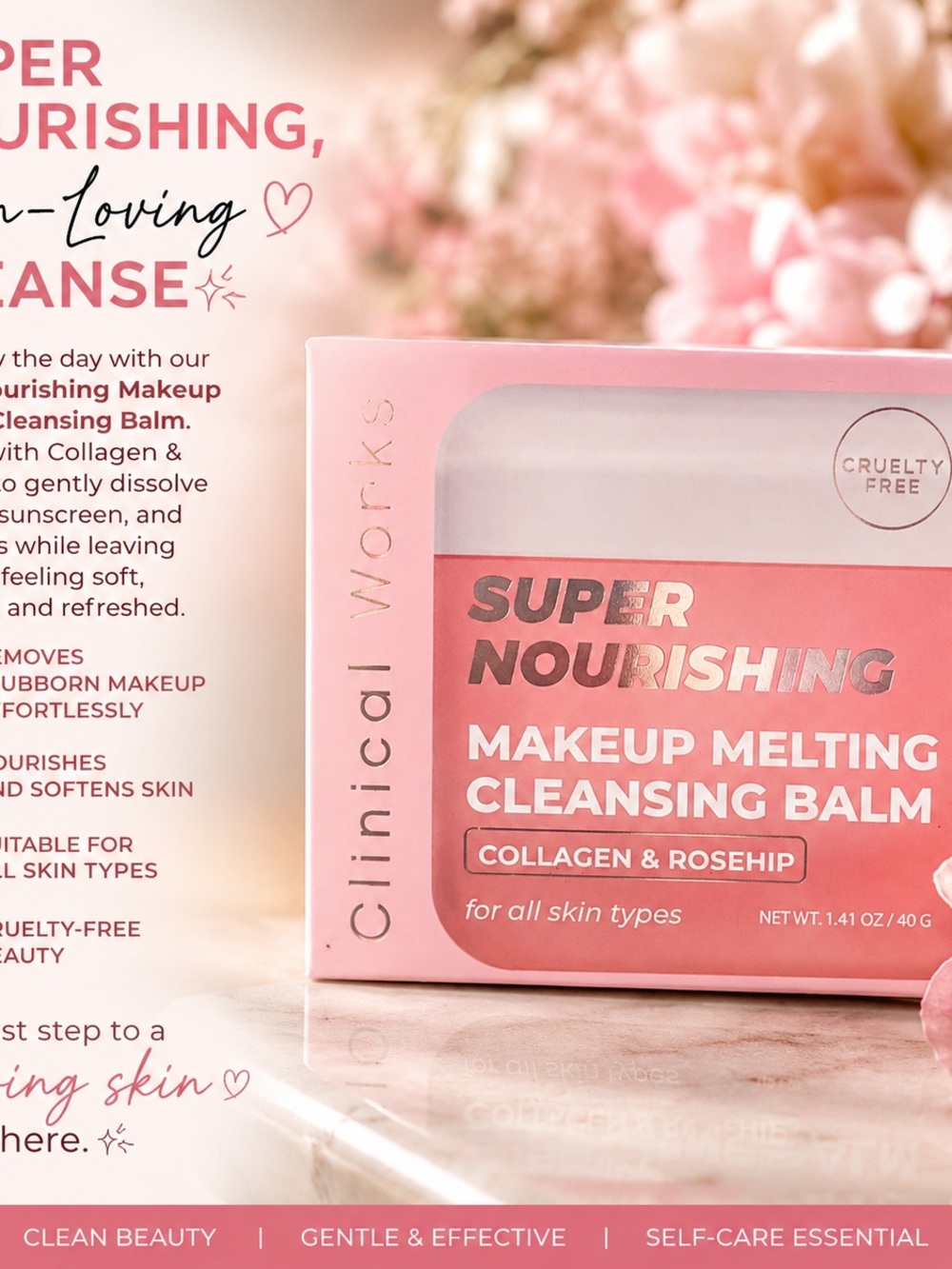 Clinical Works Super Nourishing Makeup Melting Cleansing Balm - Pink
